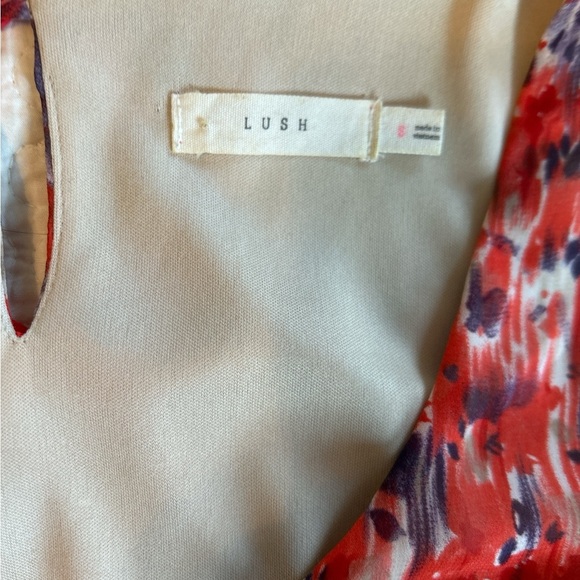 Lush Tank Dress Orange, Red, Purple White Abstract Pattern Fully Lined Sz Small. - Picture 6 of 11
